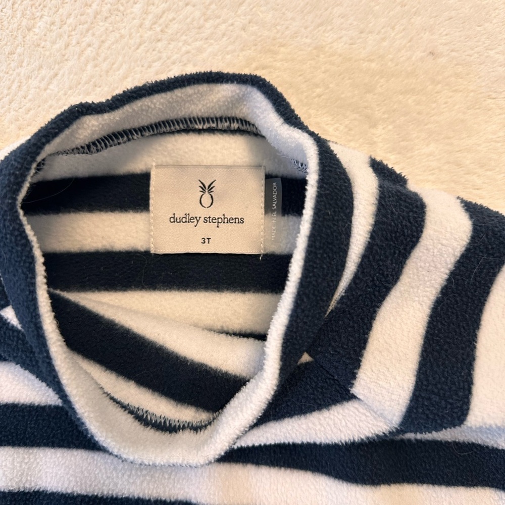 Dudley Stephens Kids Crewneck Fleece- Navy and White Stripe - Picture 2 of 2
